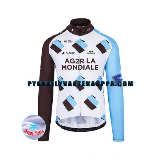 Pyöräilypaita Talvi Thermal Fleece 2017 AG2R La Mondiale Miehet N001