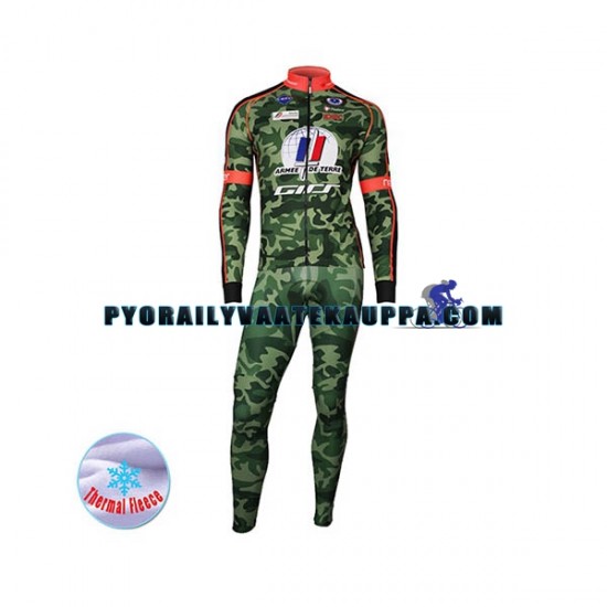 Pyöräilypaita Pitkähihainen + Bib Pyöräilyhousut Talvi Thermal Fleece 2017 Armee De Terre Miehet N001