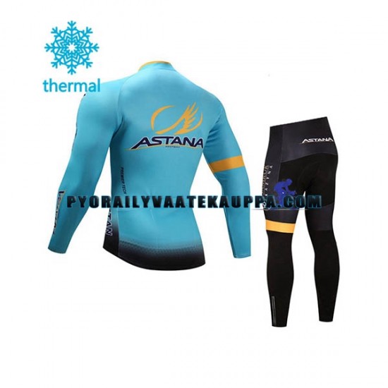 Pyöräilypaita Pitkähihainen + Pyöräilyhousut Talvi Thermal Fleece 2017 Astana Pro Team Lapset N001