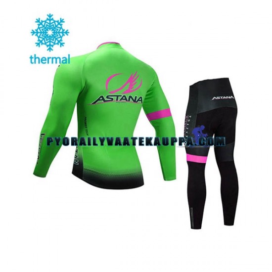 Pyöräilypaita Pitkähihainen + Pyöräilyhousut Talvi Thermal Fleece 2017 Astana Pro Team Lapset N002