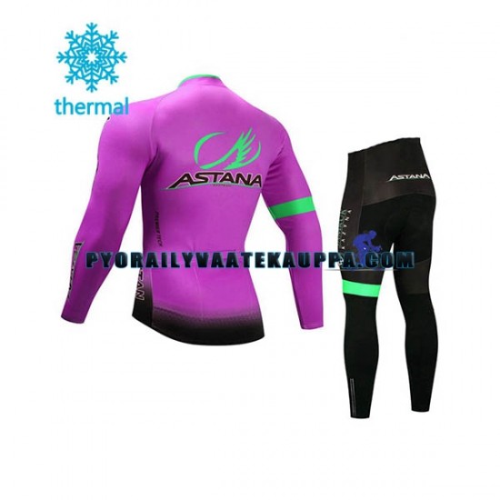 Pyöräilypaita Pitkähihainen + Pyöräilyhousut Talvi Thermal Fleece 2017 Astana Pro Team Lapset N003