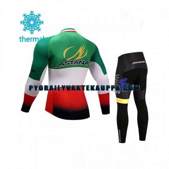 Pyöräilypaita Pitkähihainen + Pyöräilyhousut Talvi Thermal Fleece 2017 Astana Pro Team Lapset N004