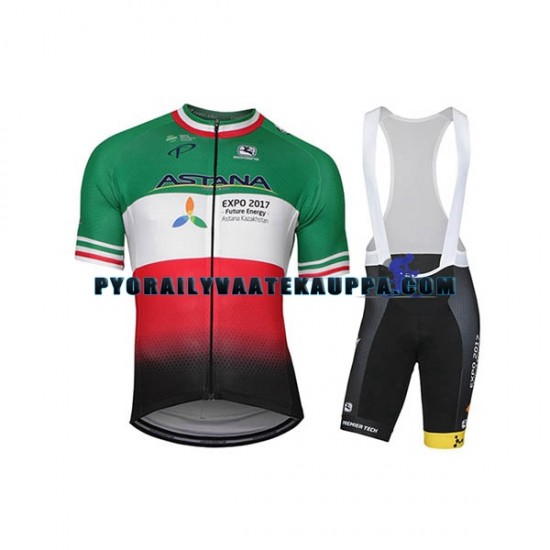 Pyöräilypaita + Bib Pyöräilyshortsit 2017 Astana Pro Team Miehet N005