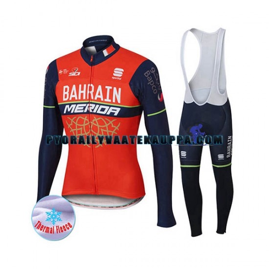 Pyöräilypaita Pitkähihainen + Bib Pyöräilyhousut Talvi Thermal Fleece 2017 Bahrain Merida Miehet N001