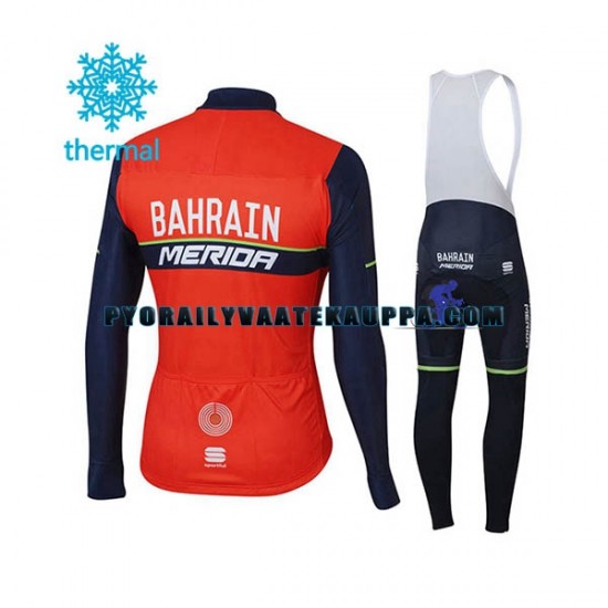 Pyöräilypaita Pitkähihainen + Bib Pyöräilyhousut Talvi Thermal Fleece 2017 Bahrain Merida Miehet N001