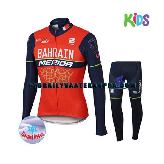 Pyöräilypaita Pitkähihainen + Pyöräilyhousut Talvi Thermal Fleece 2017 Bahrain Merida Lapset N001