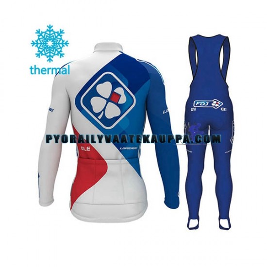 Pyöräilypaita Pitkähihainen + Bib Pyöräilyhousut Talvi Thermal Fleece 2017 FDJ Miehet N001