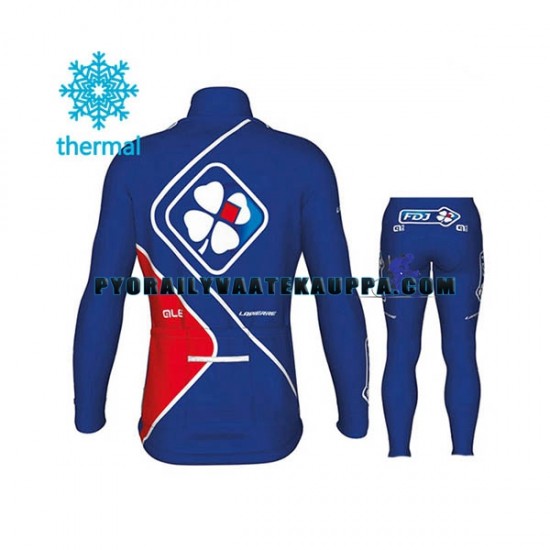 Pyöräilypaita Pitkähihainen + Pyöräilyhousut Talvi Thermal Fleece 2017 FDJ Lapset N002