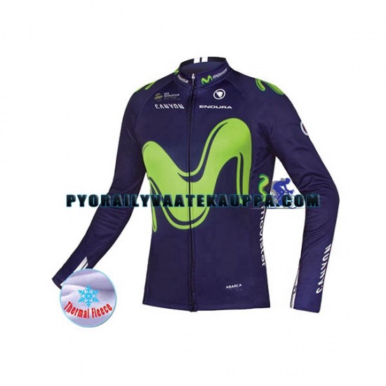 Pyöräilypaita Talvi Thermal Fleece 2017 Movistar Team Miehet N001