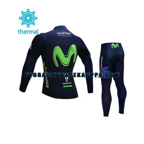 Pyöräilypaita Pitkähihainen + Pyöräilyhousut Talvi Thermal Fleece 2017 Movistar Team Lapset N001