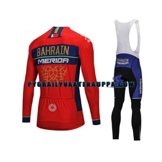 Pyöräilypaita Pitkähihainen + Bib Pyöräilyhousut 2018 Bahrain Merida Miehet N001