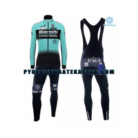 Pyöräilypaita Pitkähihainen + Bib Pyöräilyhousut Talvi Thermal Fleece 2018 Bianchi Countervail Miehet N001