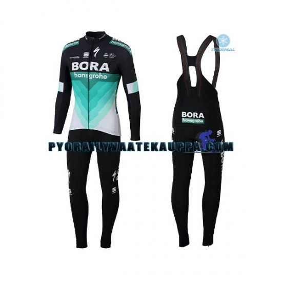 Pyöräilypaita Pitkähihainen + Bib Pyöräilyhousut Talvi Thermal Fleece 2018 Bora Hansgrohe Miehet N001