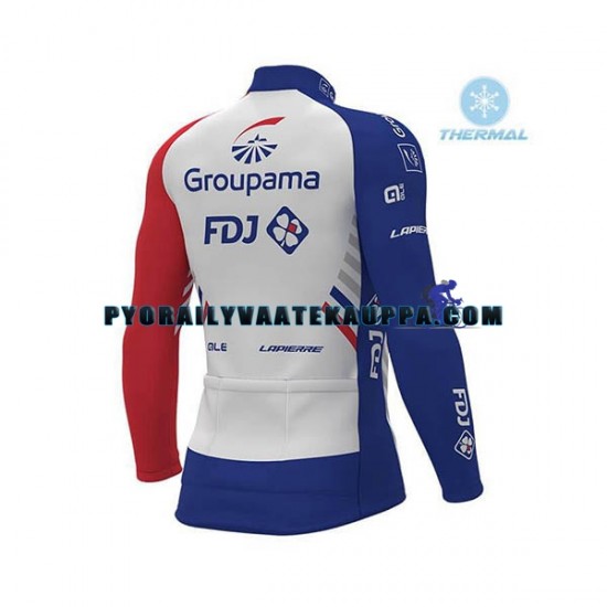 Pyöräilypaita Pitkähihainen + Bib Pyöräilyhousut Talvi Thermal Fleece 2018 FDJ Miehet N001