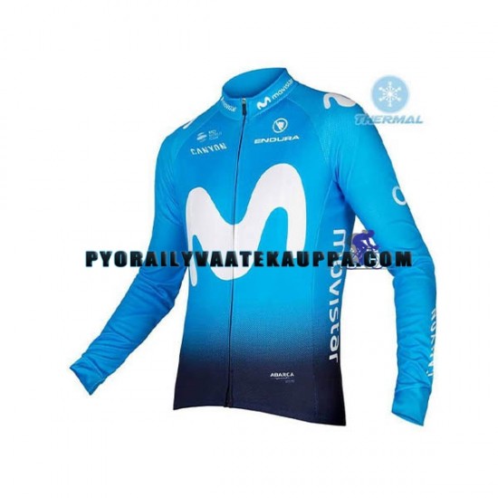 Pyöräilypaita Talvi Thermal Fleece 2018 Movistar Team Miehet N001