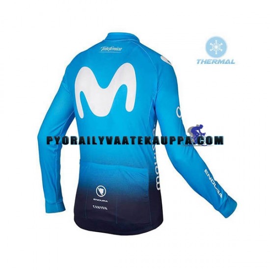 Pyöräilypaita Talvi Thermal Fleece 2018 Movistar Team Miehet N001