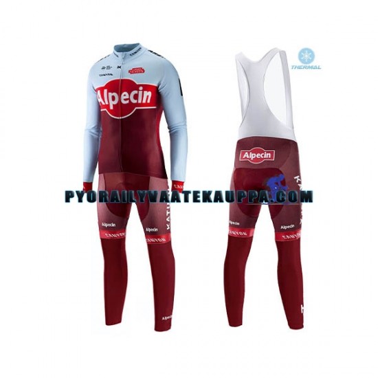 Pyöräilypaita Pitkähihainen + Bib Pyöräilyhousut Talvi Thermal Fleece 2018 Team Katusha-Alpecin Miehet N001