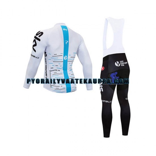 Pyöräilypaita Pitkähihainen + Bib Pyöräilyhousut Talvi Thermal Fleece 2018 Team Sky Miehet N001