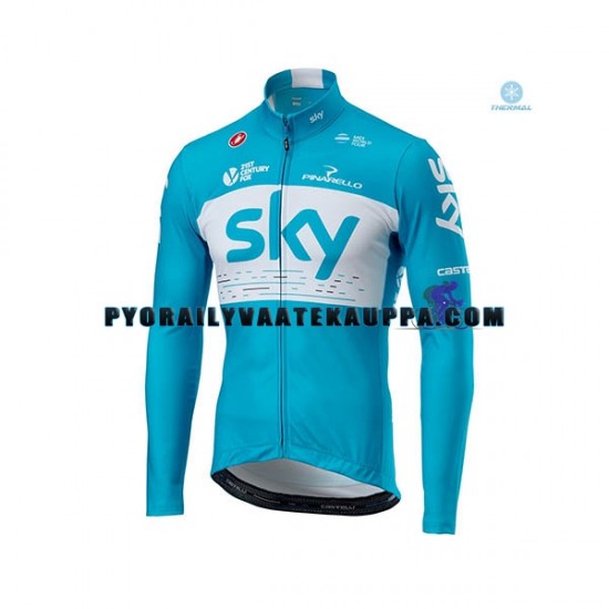 Pyöräilypaita Pitkähihainen + Bib Pyöräilyhousut Talvi Thermal Fleece 2018 Team Sky Miehet N002