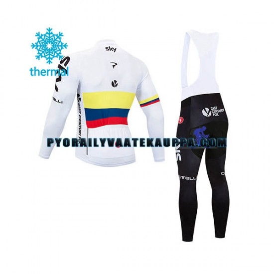 Pyöräilypaita Pitkähihainen + Bib Pyöräilyhousut Talvi Thermal Fleece 2018 Team Sky Miehet N003