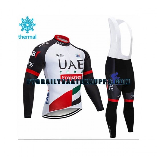 Pyöräilypaita Pitkähihainen + Bib Pyöräilyhousut Talvi Thermal Fleece 2018 Team UAE Miehet N001