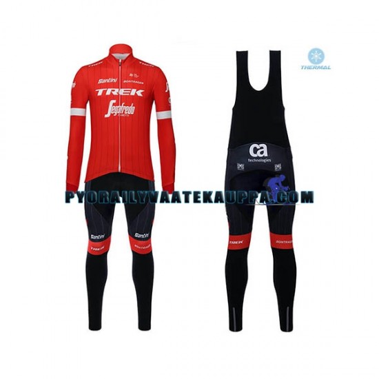 Pyöräilypaita Pitkähihainen + Bib Pyöräilyhousut Talvi Thermal Fleece 2018 Trek-Segafredo Miehet N001