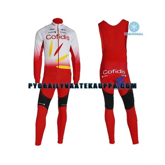 Pyöräilypaita Pitkähihainen + Bib Pyöräilyhousut Talvi Thermal Fleece 2019 Cofidis Pro Team Miehet N001