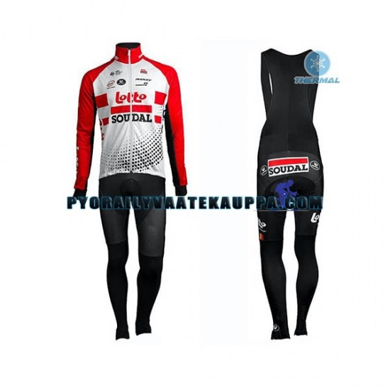 Pyöräilypaita Pitkähihainen + Bib Pyöräilyhousut Talvi Thermal Fleece 2019 Lotto Soudal Miehet N001