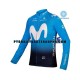 Pyöräilypaita Pitkähihainen + Bib Pyöräilyhousut Talvi Thermal Fleece 2019 Movistar Team Miehet N001