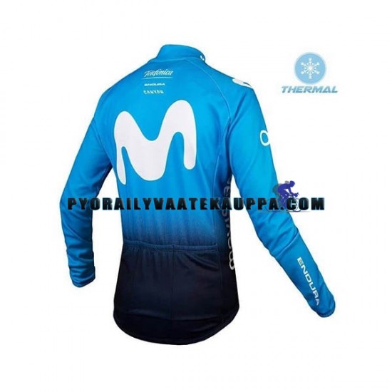 Pyöräilypaita Pitkähihainen + Bib Pyöräilyhousut Talvi Thermal Fleece 2019 Movistar Team Miehet N001