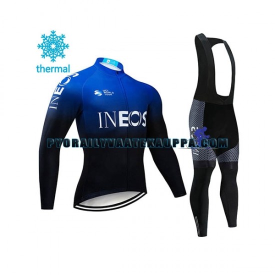 Pyöräilypaita Pitkähihainen + Bib Pyöräilyhousut Talvi Thermal Fleece 2019 TEAM INEOS Miehet N002