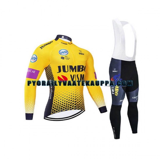 Pyöräilypaita Pitkähihainen + Bib Pyöräilyhousut 2019 Team Jumbo-Visma Miehet N001