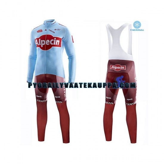 Pyöräilypaita Pitkähihainen + Bib Pyöräilyhousut Talvi Thermal Fleece 2019 Team Katusha Alpecin Miehet N001