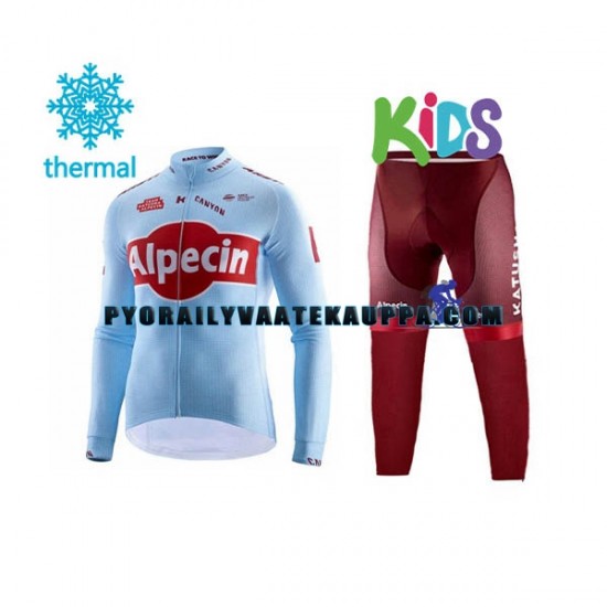 Pyöräilypaita Pitkähihainen + Pyöräilyhousut Talvi Thermal Fleece 2019 Team Katusha Alpecin Lapset N001