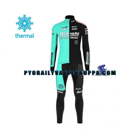 Pyöräilypaita Pitkähihainen + Bib Pyöräilyhousut Talvi Thermal Fleece 2020 Bianchi Countervail Miehet N001