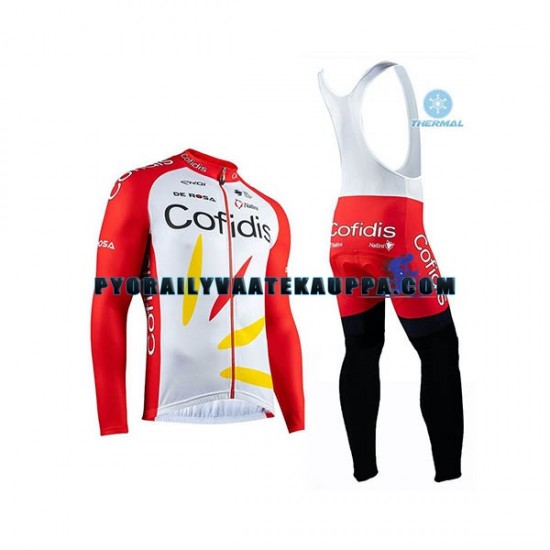 Pyöräilypaita Pitkähihainen + Bib Pyöräilyhousut Talvi Thermal Fleece 2020 Cofidis Pro Team Miehet N001