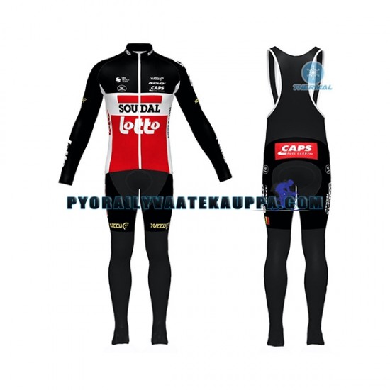 Pyöräilypaita Pitkähihainen + Bib Pyöräilyhousut Talvi Thermal Fleece 2020 Lotto Soudal Miehet N001