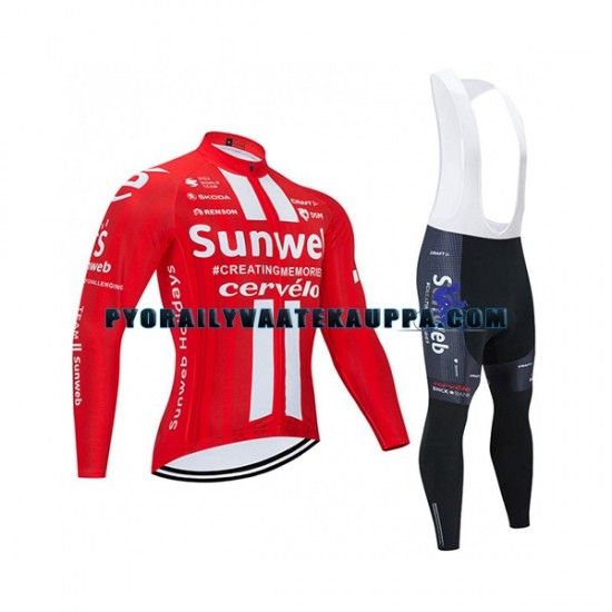 Pyöräilypaita Pitkähihainen + Bib Pyöräilyhousut 2020 Team Sunweb Miehet N001