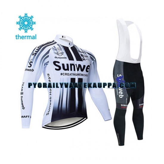 Pyöräilypaita Pitkähihainen + Bib Pyöräilyhousut Talvi Thermal Fleece 2020 Team Sunweb Miehet N002