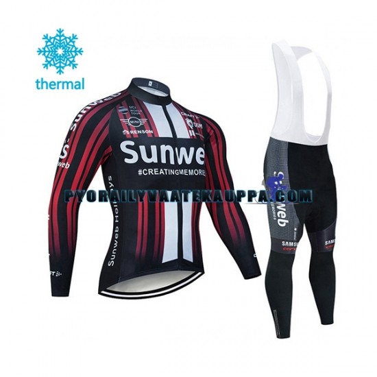 Pyöräilypaita Pitkähihainen + Bib Pyöräilyhousut Talvi Thermal Fleece 2020 Team Sunweb Miehet N003