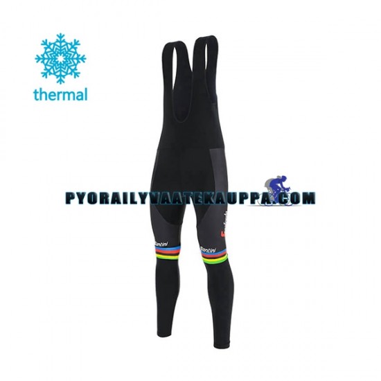 Bib Pyöräilyhousut Talvi Thermal Fleece 2020 Trek-Segafredo UCI World Champion Miehet N001