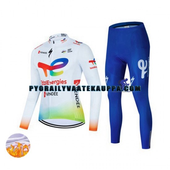 Pyöräilypaita Pitkähihainen + Pyöräilyhousut Talvi Thermal Fleece 2022 Team TotalEnergies Miehet N001